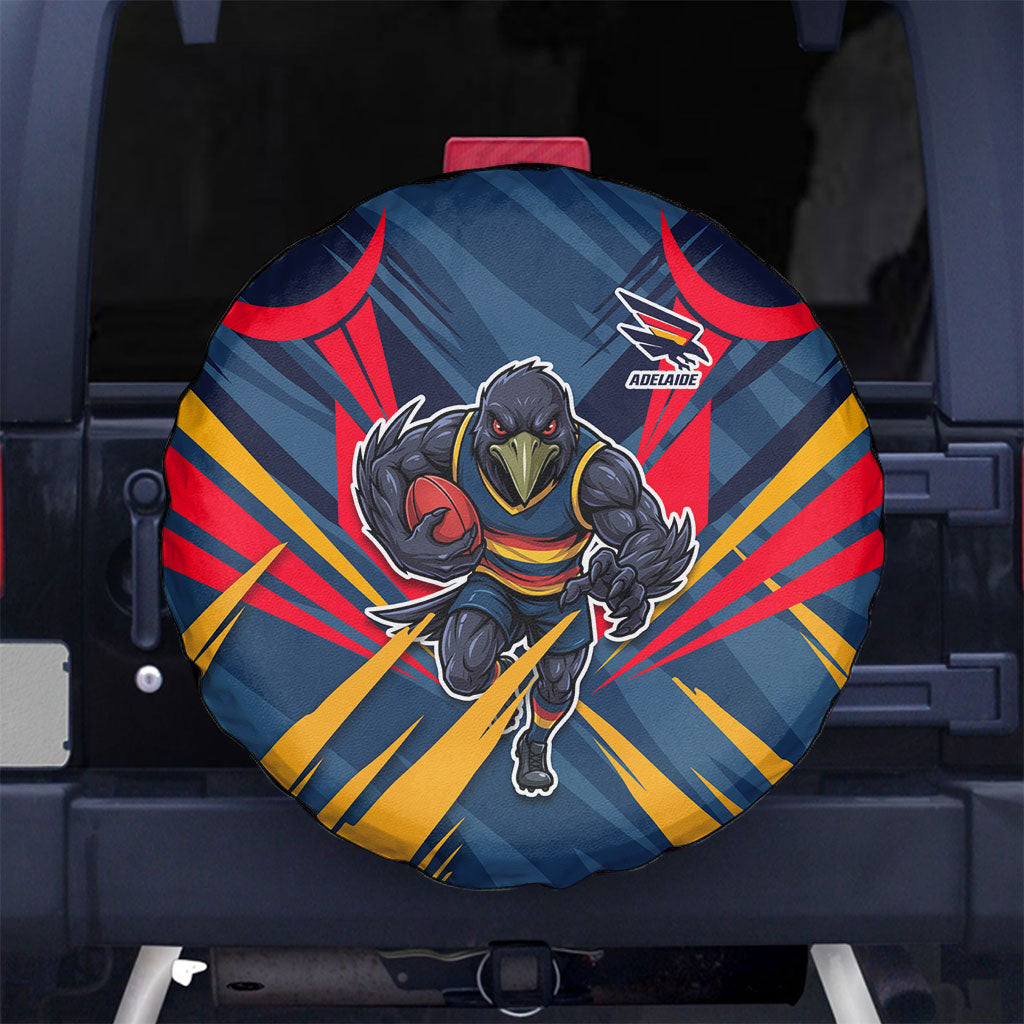 Adelaide Crows Australian Football Spare Tire Cover Muscular Mascot Graphic - Bold Team Colors