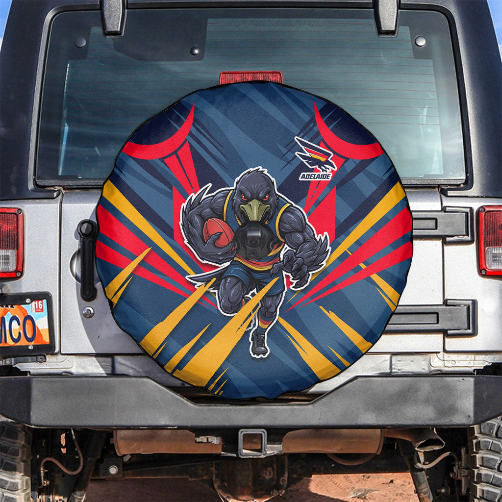 Adelaide Crows Australian Football Spare Tire Cover Muscular Mascot Graphic - Bold Team Colors