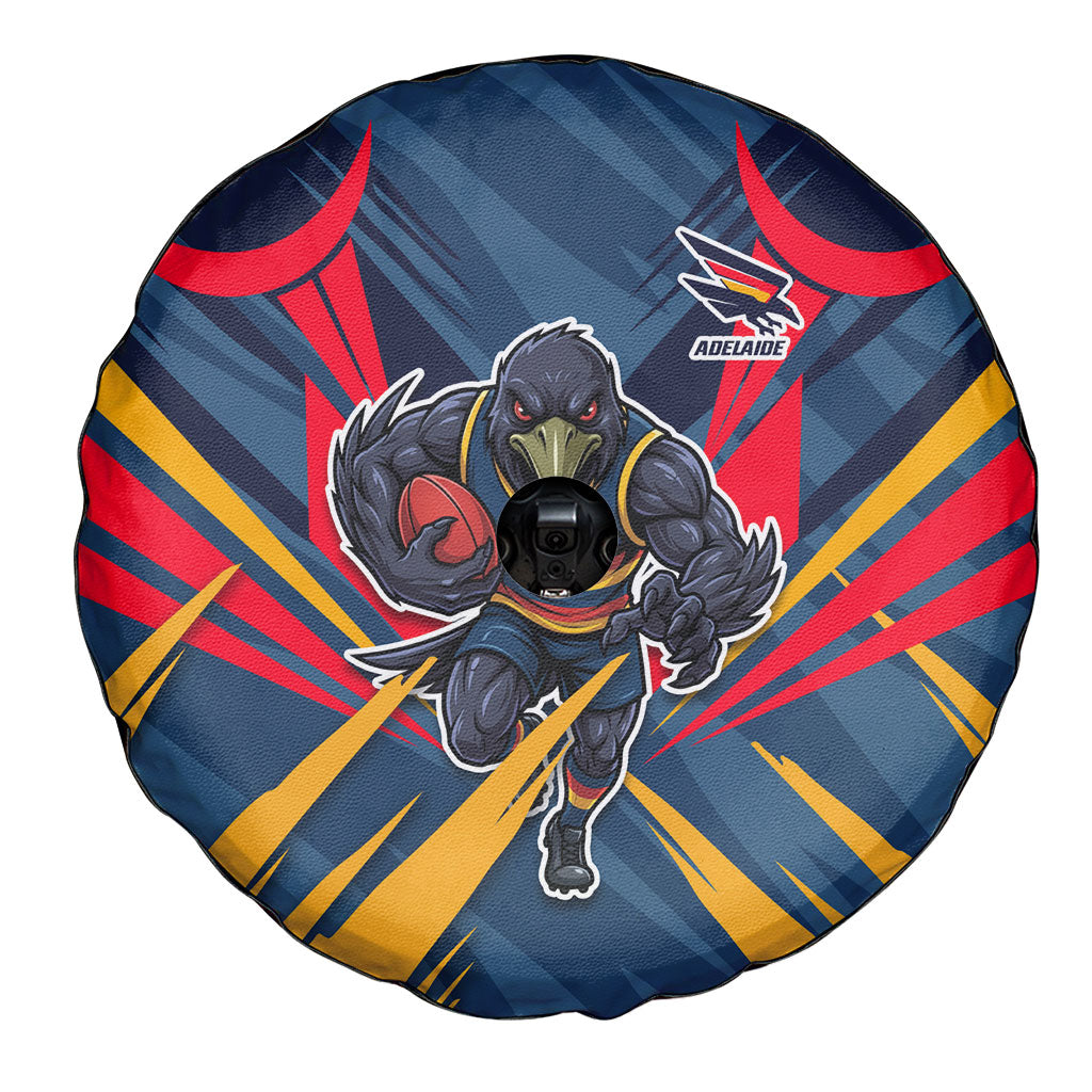Adelaide Crows Australian Football Spare Tire Cover Muscular Mascot Graphic - Bold Team Colors