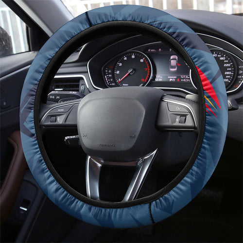 Adelaide Crows Australian Football Steering Wheel Cover Muscular Mascot Graphic - Bold Team Colors