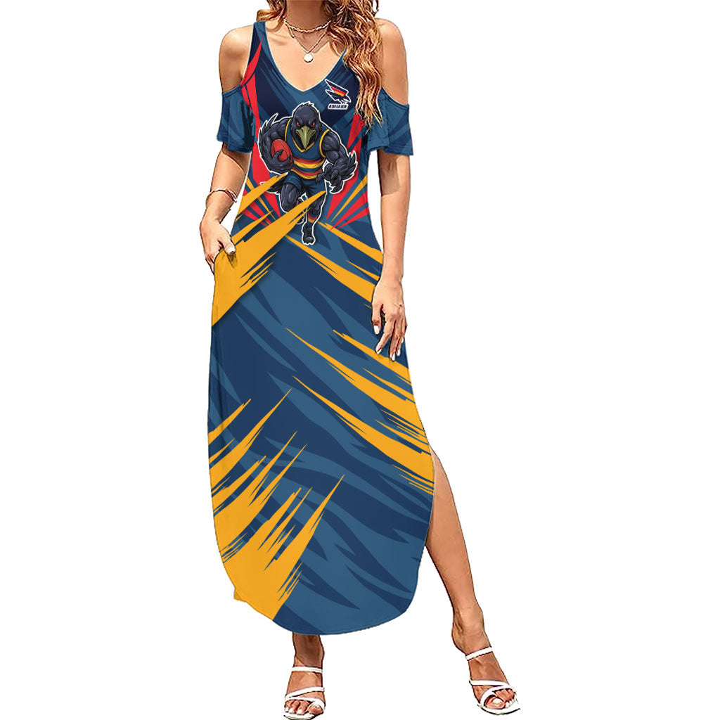 Adelaide Crows Australian Football Summer Maxi Dress Muscular Mascot Graphic - Bold Team Colors