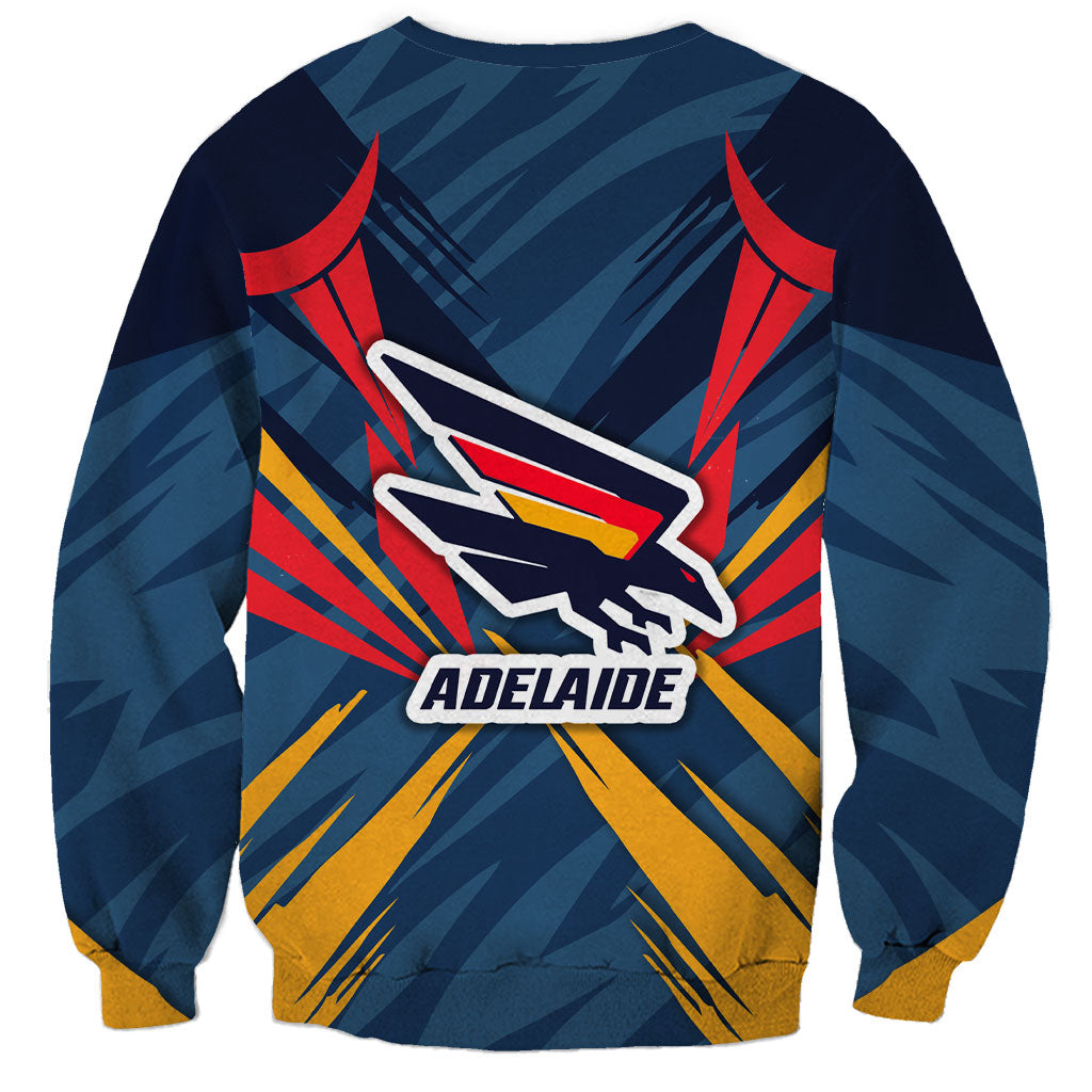 Adelaide Crows Australian Football Sweatshirt Muscular Mascot Graphic - Bold Team Colors