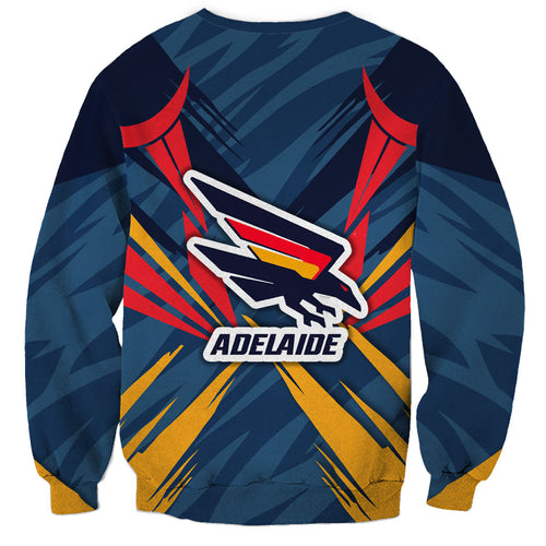 Adelaide Crows Australian Football Sweatshirt Muscular Mascot Graphic - Bold Team Colors