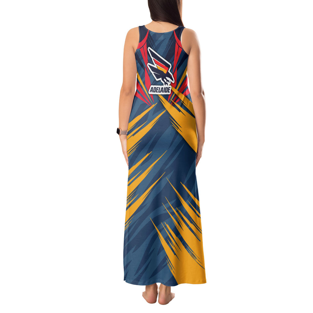 Adelaide Crows Australian Football Tank Maxi Dress Muscular Mascot Graphic - Bold Team Colors