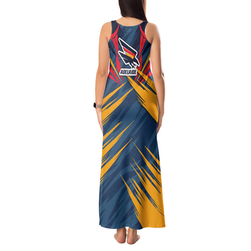 Adelaide Crows Australian Football Tank Maxi Dress Muscular Mascot Graphic - Bold Team Colors