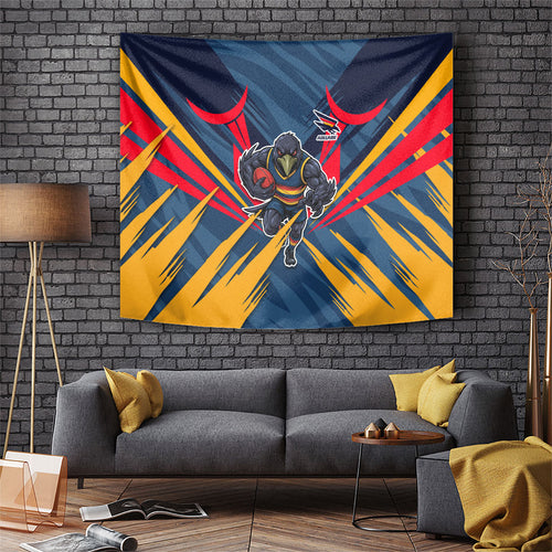 Adelaide Crows Australian Football Tapestry Muscular Mascot Graphic - Bold Team Colors