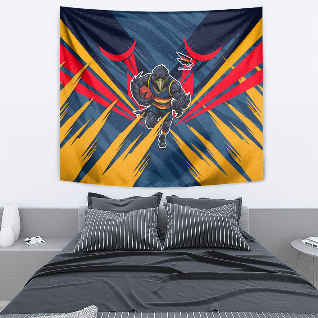Adelaide Crows Australian Football Tapestry Muscular Mascot Graphic - Bold Team Colors