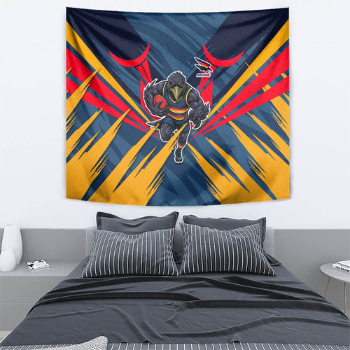 Adelaide Crows Australian Football Tapestry Muscular Mascot Graphic - Bold Team Colors