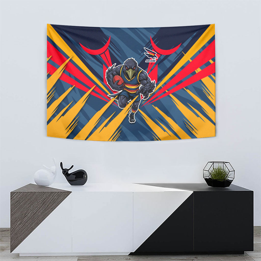 Adelaide Crows Australian Football Tapestry Muscular Mascot Graphic - Bold Team Colors