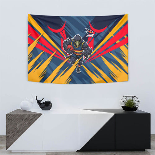 Adelaide Crows Australian Football Tapestry Muscular Mascot Graphic - Bold Team Colors