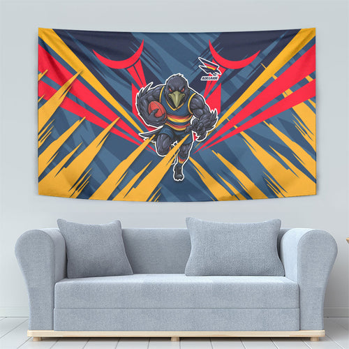 Adelaide Crows Australian Football Tapestry Muscular Mascot Graphic - Bold Team Colors
