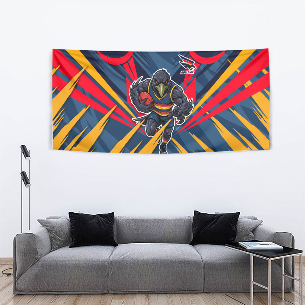 Adelaide Crows Australian Football Tapestry Muscular Mascot Graphic - Bold Team Colors