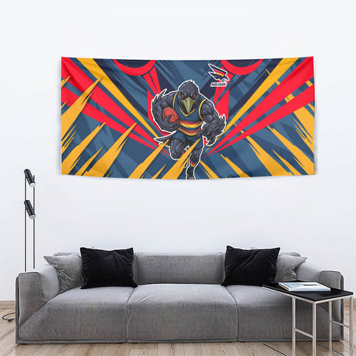 Adelaide Crows Australian Football Tapestry Muscular Mascot Graphic - Bold Team Colors