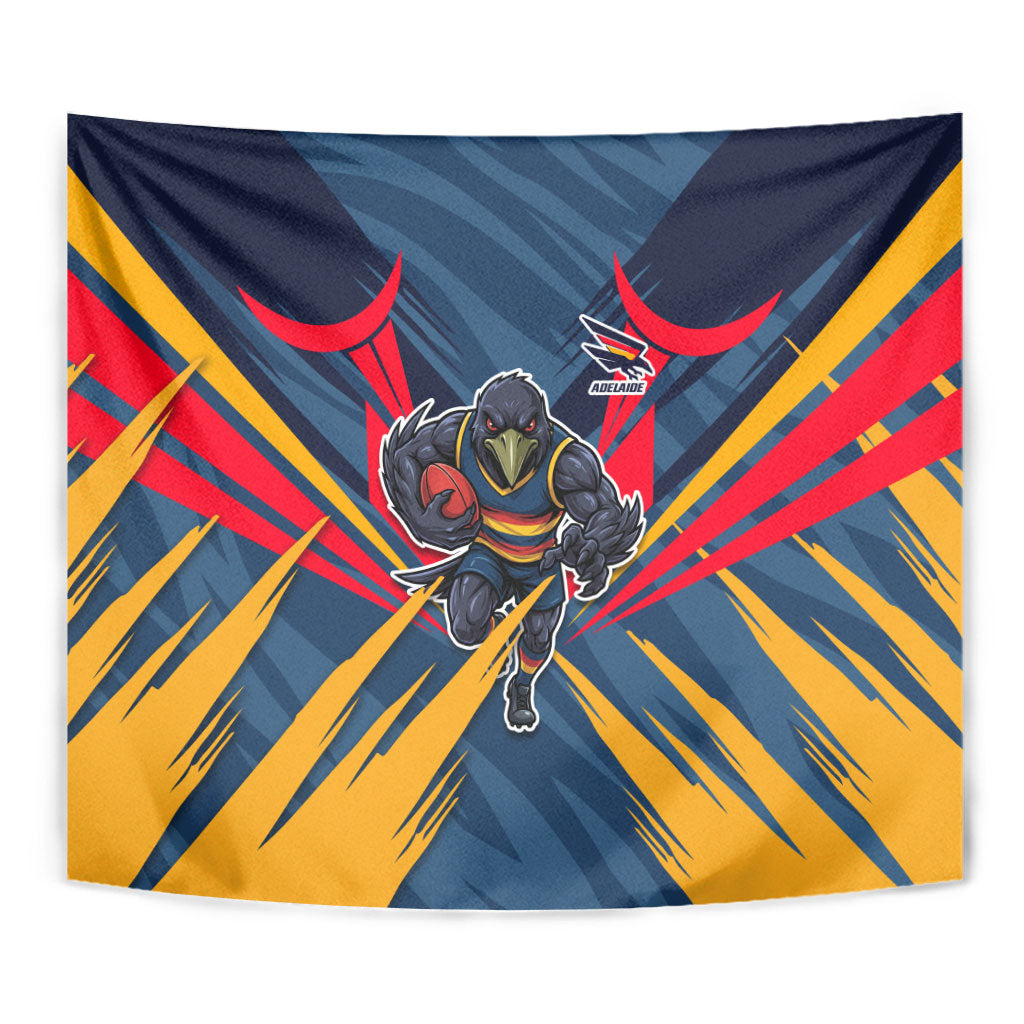 Adelaide Crows Australian Football Tapestry Muscular Mascot Graphic - Bold Team Colors