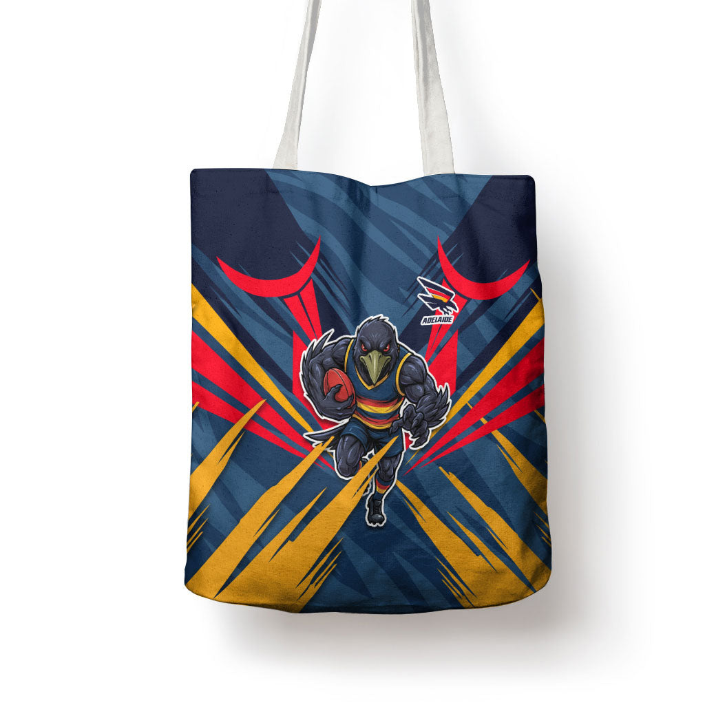 Adelaide Crows Australian Football Tote Bag Muscular Mascot Graphic - Bold Team Colors