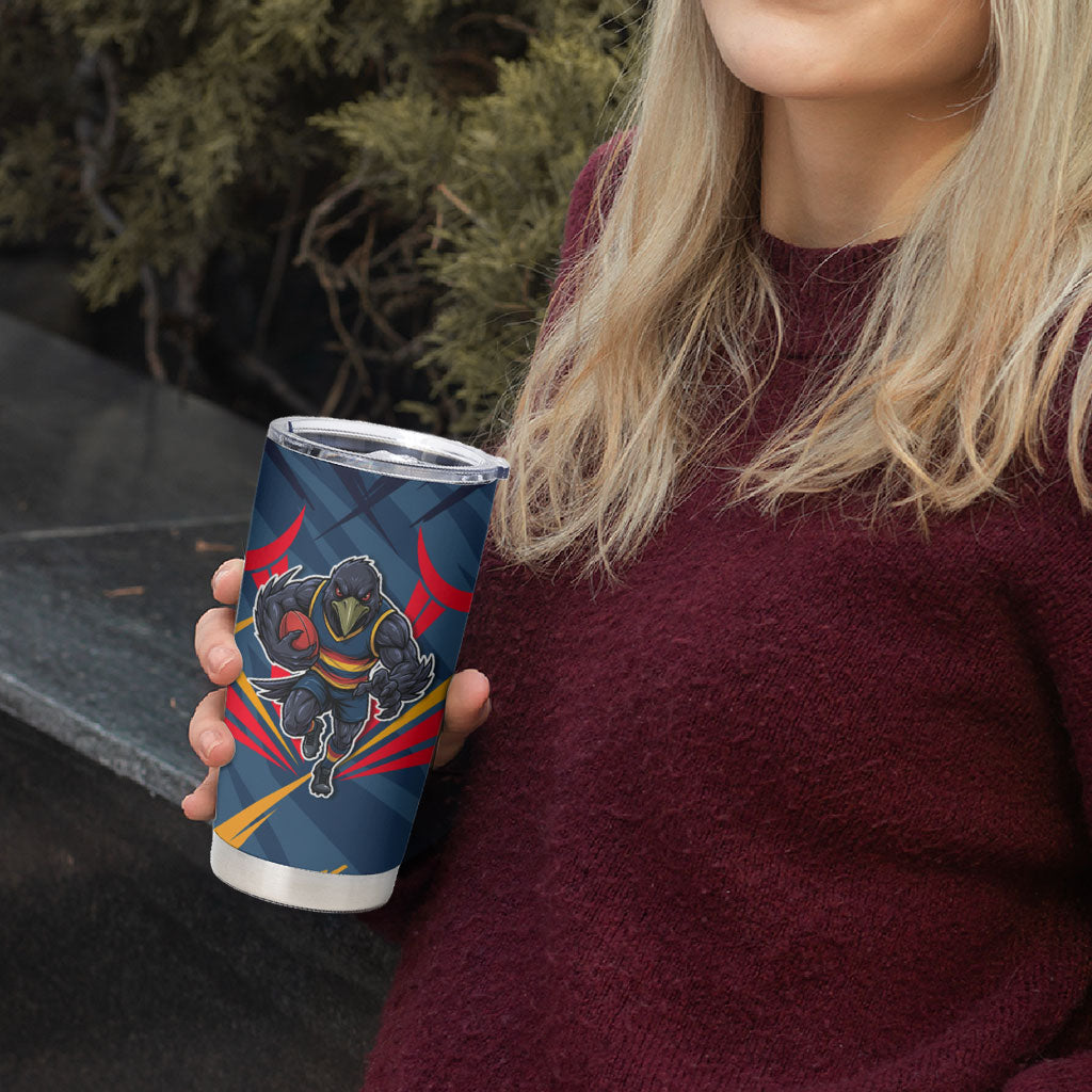 Adelaide Crows Australian Football Tumbler Cup Muscular Mascot Graphic - Bold Team Colors