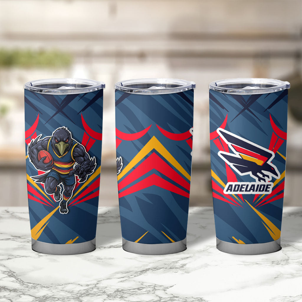 Adelaide Crows Australian Football Tumbler Cup Muscular Mascot Graphic - Bold Team Colors