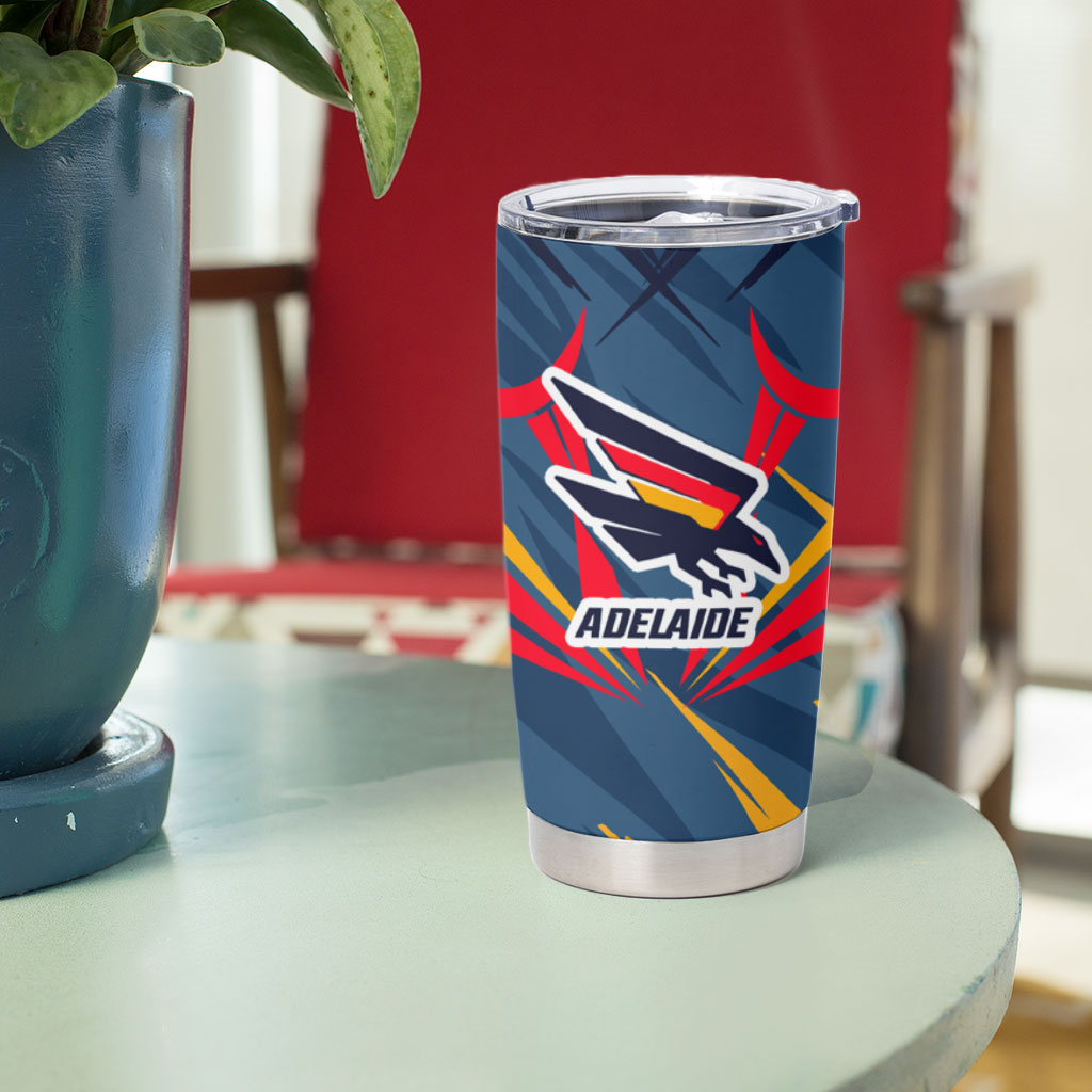 Adelaide Crows Australian Football Tumbler Cup Muscular Mascot Graphic - Bold Team Colors