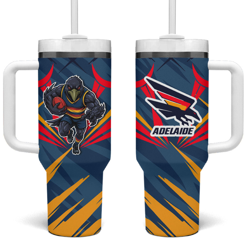 Adelaide Crows Australian Football Tumbler With Handle Muscular Mascot Graphic - Bold Team Colors