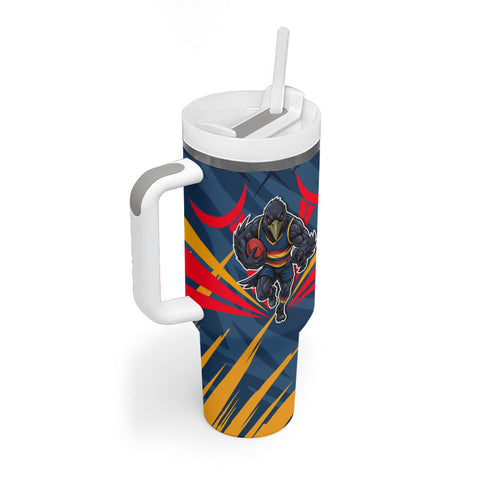 Adelaide Crows Australian Football Tumbler With Handle Muscular Mascot Graphic - Bold Team Colors