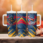 Adelaide Crows Australian Football Tumbler With Handle Muscular Mascot Graphic - Bold Team Colors