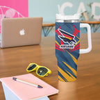 Adelaide Crows Australian Football Tumbler With Handle Muscular Mascot Graphic - Bold Team Colors
