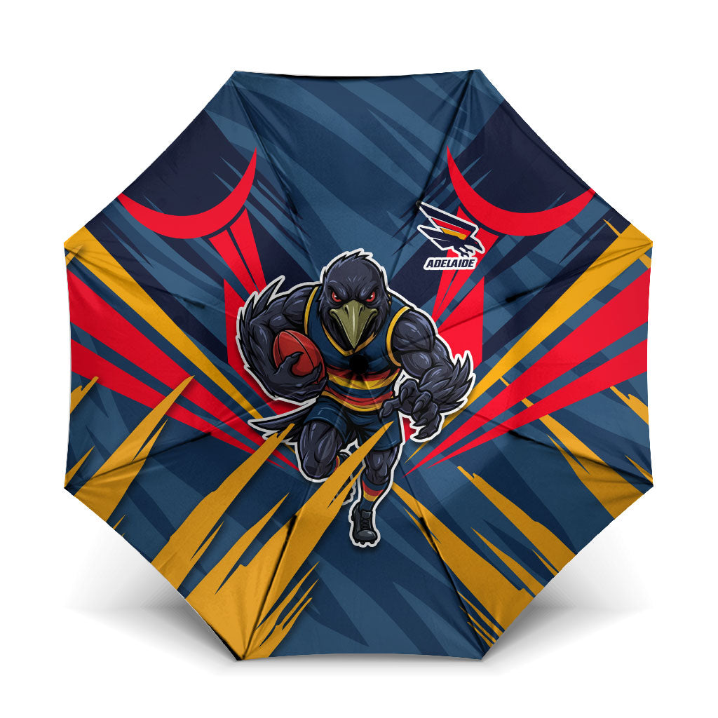 Adelaide Crows Australian Football Umbrella Muscular Mascot Graphic - Bold Team Colors