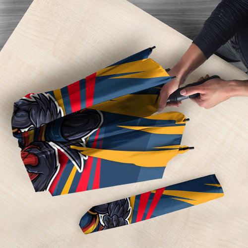 Adelaide Crows Australian Football Umbrella Muscular Mascot Graphic - Bold Team Colors
