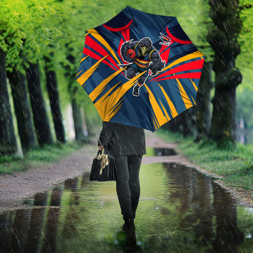 Adelaide Crows Australian Football Umbrella Muscular Mascot Graphic - Bold Team Colors