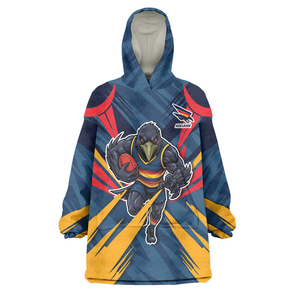 Adelaide Crows Australian Football Wearable Blanket Hoodie Muscular Mascot Graphic - Bold Team Colors