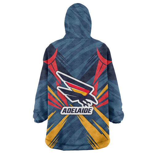 Adelaide Crows Australian Football Wearable Blanket Hoodie Muscular Mascot Graphic - Bold Team Colors