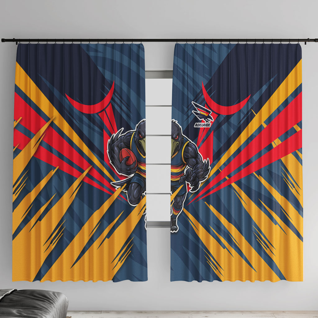 Adelaide Crows Australian Football Window Curtain Muscular Mascot Graphic - Bold Team Colors