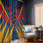 Adelaide Crows Australian Football Window Curtain Muscular Mascot Graphic - Bold Team Colors