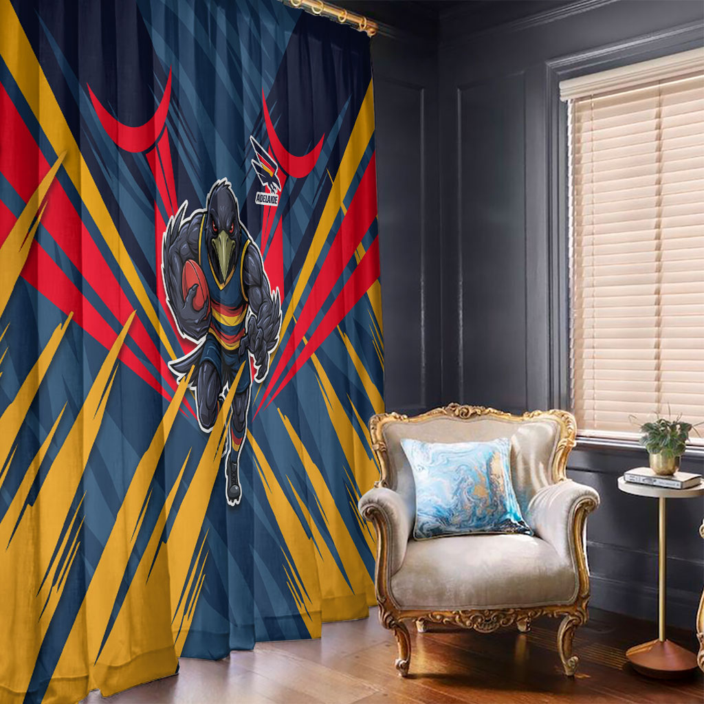 Adelaide Crows Australian Football Window Curtain Muscular Mascot Graphic - Bold Team Colors