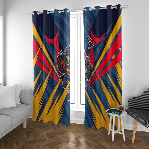 Adelaide Crows Australian Football Window Curtain Muscular Mascot Graphic - Bold Team Colors