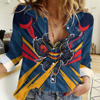 Adelaide Crows Australian Football Women Casual Shirt Muscular Mascot Graphic - Bold Team Colors