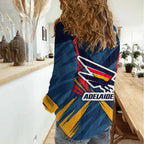 Adelaide Crows Australian Football Women Casual Shirt Muscular Mascot Graphic - Bold Team Colors