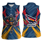 Adelaide Crows Australian Football Women Sleeveless Polo Shirt Muscular Mascot Graphic - Bold Team Colors
