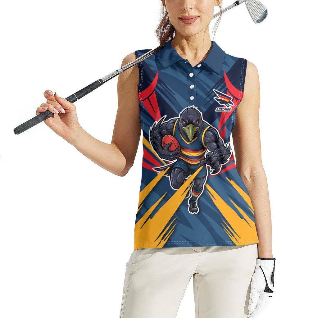Adelaide Crows Australian Football Women Sleeveless Polo Shirt Muscular Mascot Graphic - Bold Team Colors