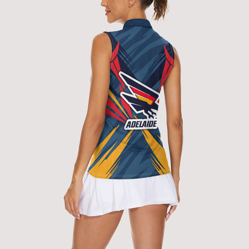 Adelaide Crows Australian Football Women Sleeveless Polo Shirt Muscular Mascot Graphic - Bold Team Colors