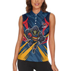 Adelaide Crows Australian Football Women Sleeveless Polo Shirt Muscular Mascot Graphic - Bold Team Colors