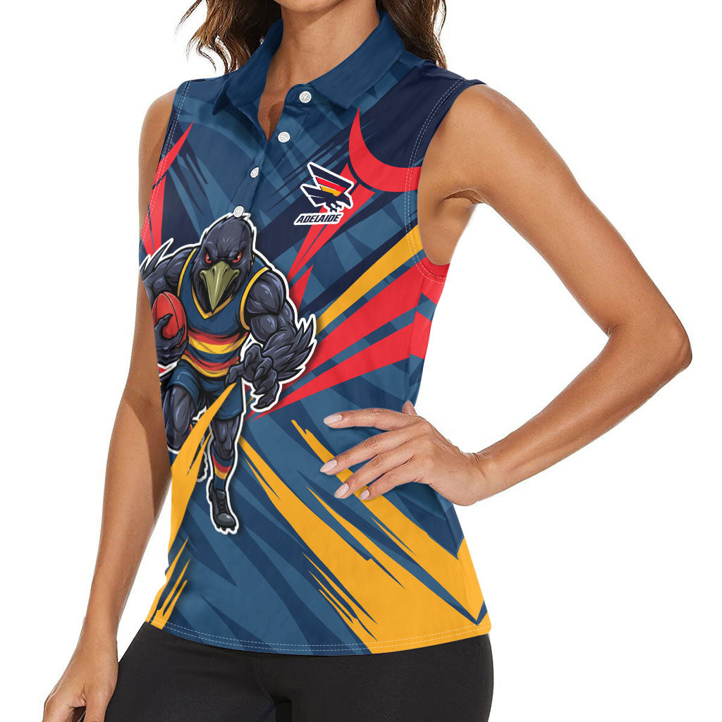 Adelaide Crows Australian Football Women Sleeveless Polo Shirt Muscular Mascot Graphic - Bold Team Colors
