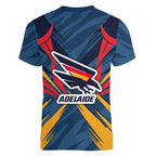 Adelaide Crows Australian Football Women V-Neck T-Shirt Muscular Mascot Graphic - Bold Team Colors