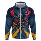 Adelaide Crows Australian Football Zip Hoodie Muscular Mascot Graphic - Bold Team Colors