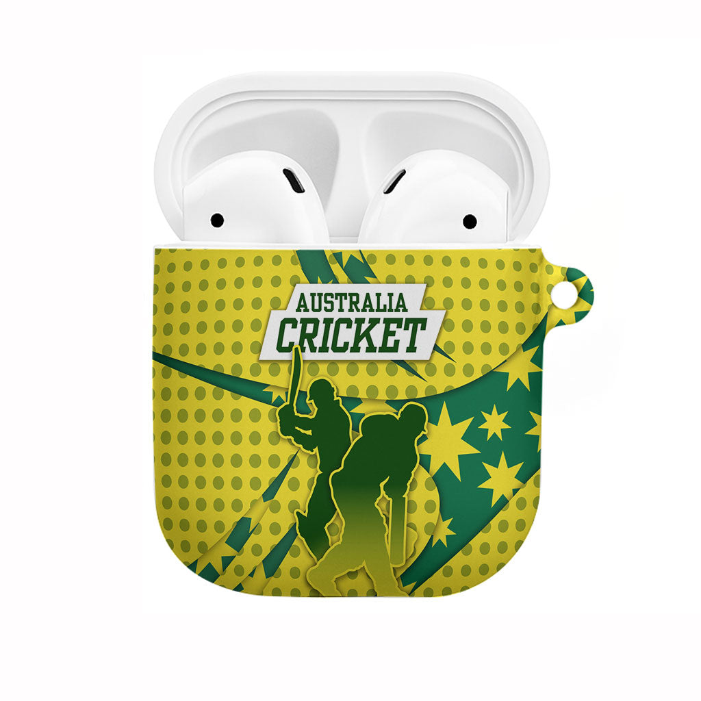 Australia Cricket AirPods Case Golden Southern Cross Stars Halftone Pattern Design