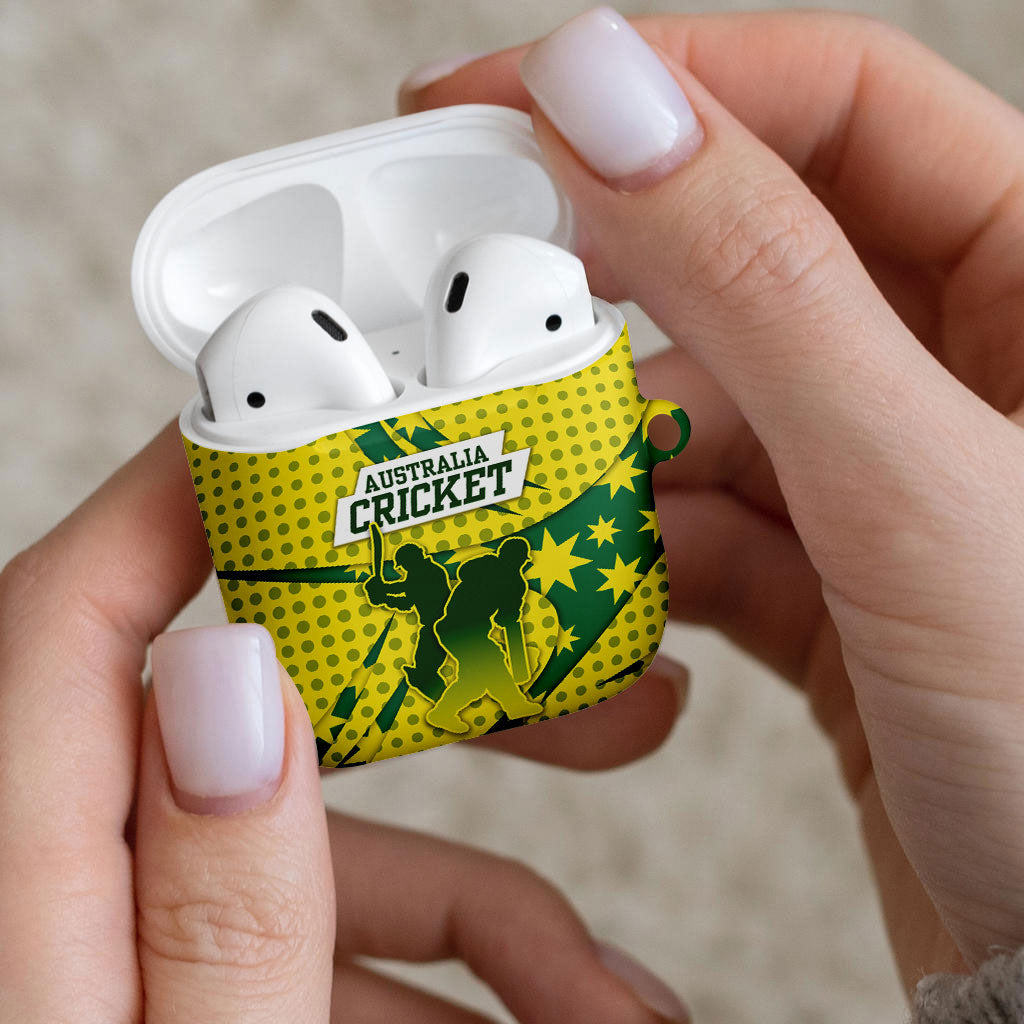 Australia Cricket AirPods Case Golden Southern Cross Stars Halftone Pattern Design