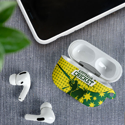 Australia Cricket AirPods Case Golden Southern Cross Stars Halftone Pattern Design