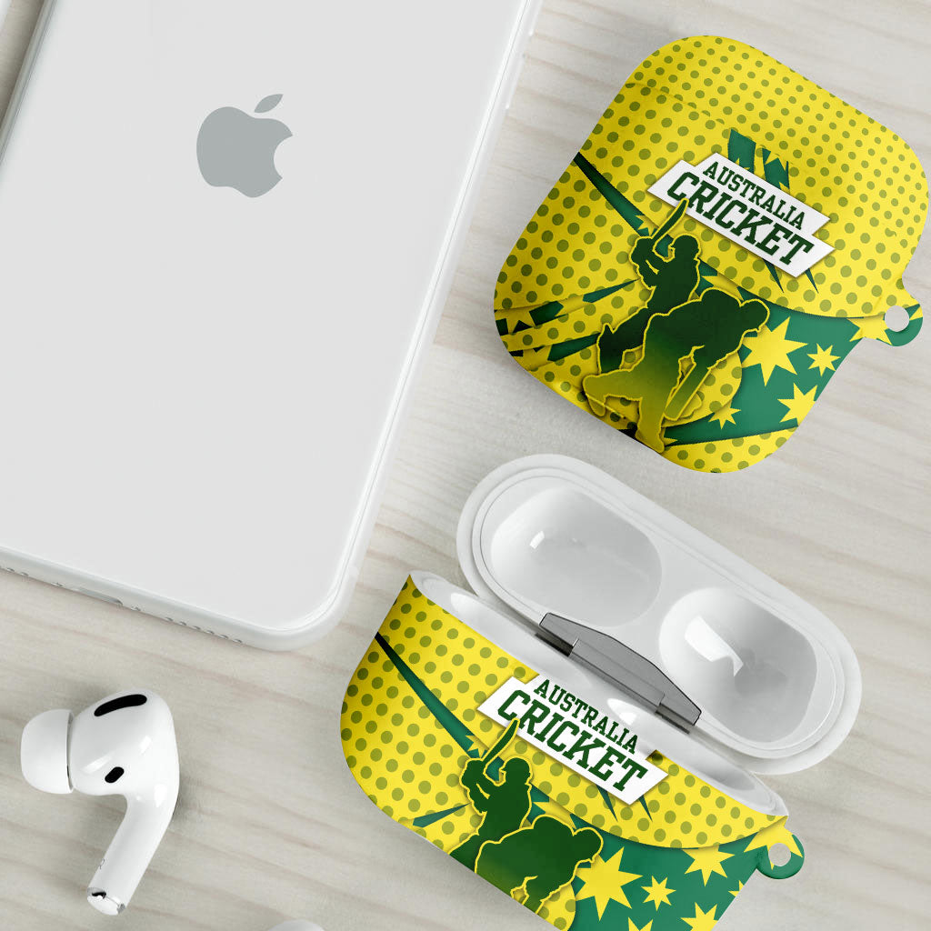 Australia Cricket AirPods Case Golden Southern Cross Stars Halftone Pattern Design