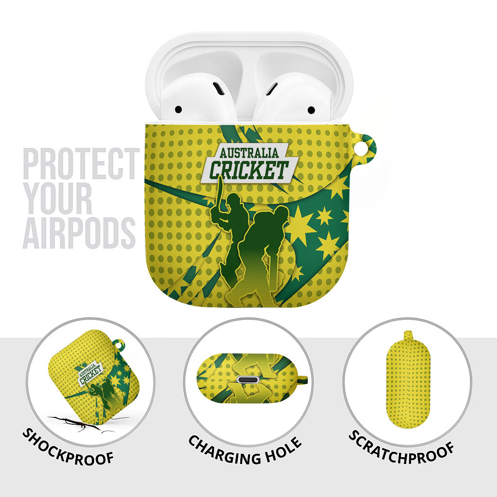 Australia Cricket AirPods Case Golden Southern Cross Stars Halftone Pattern Design