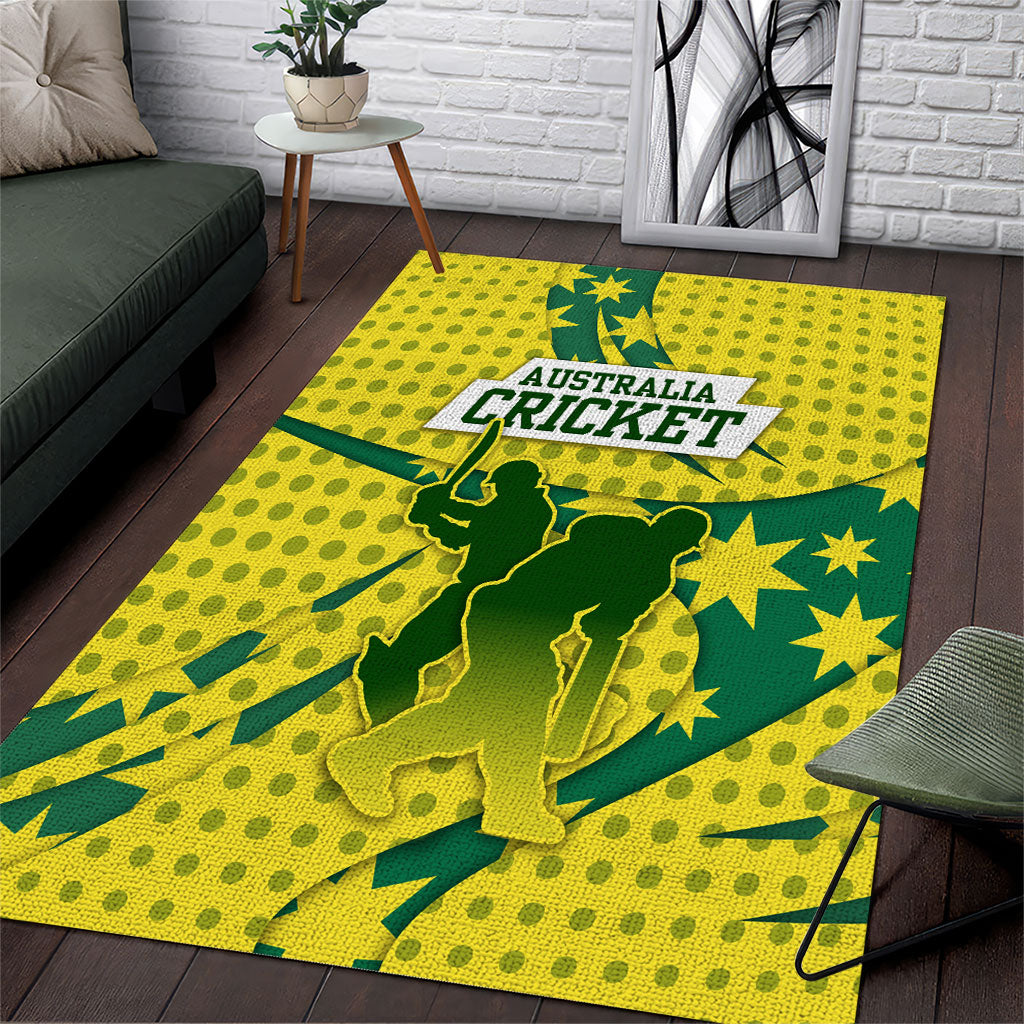 Australia Cricket Area Rug Golden Southern Cross Stars Halftone Pattern Design